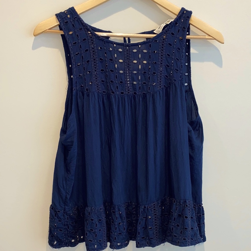 Abercrombie woven eyelet mix cami